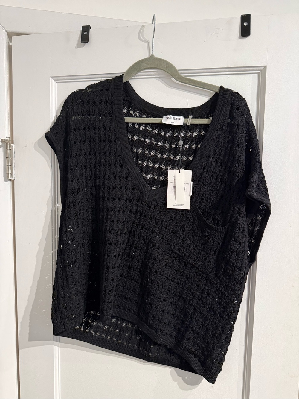 LNA - Lilou Crochet Top - Black - Large - NWT